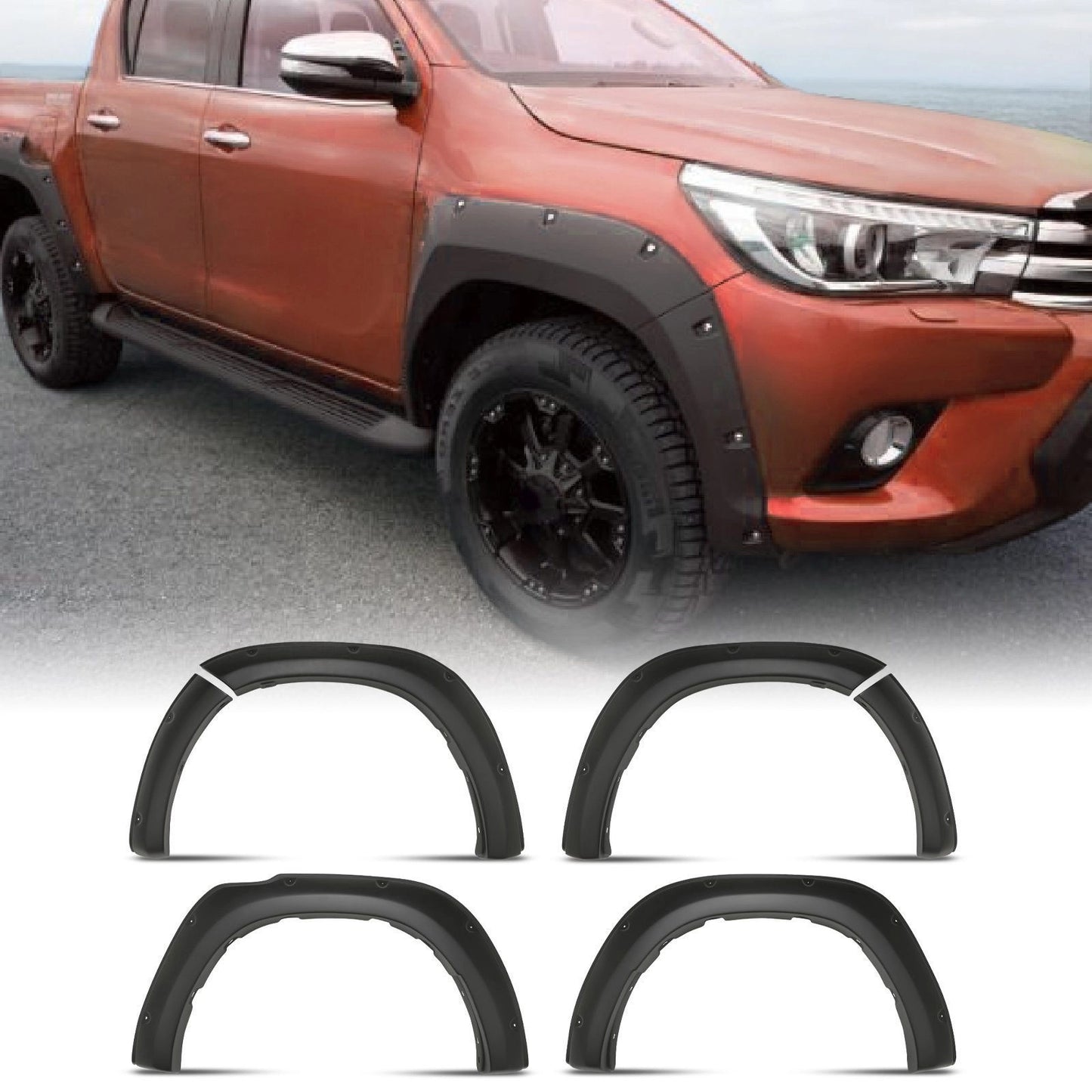 ToyotaHiluxMK82021+MatteBlackWheelArchesKit