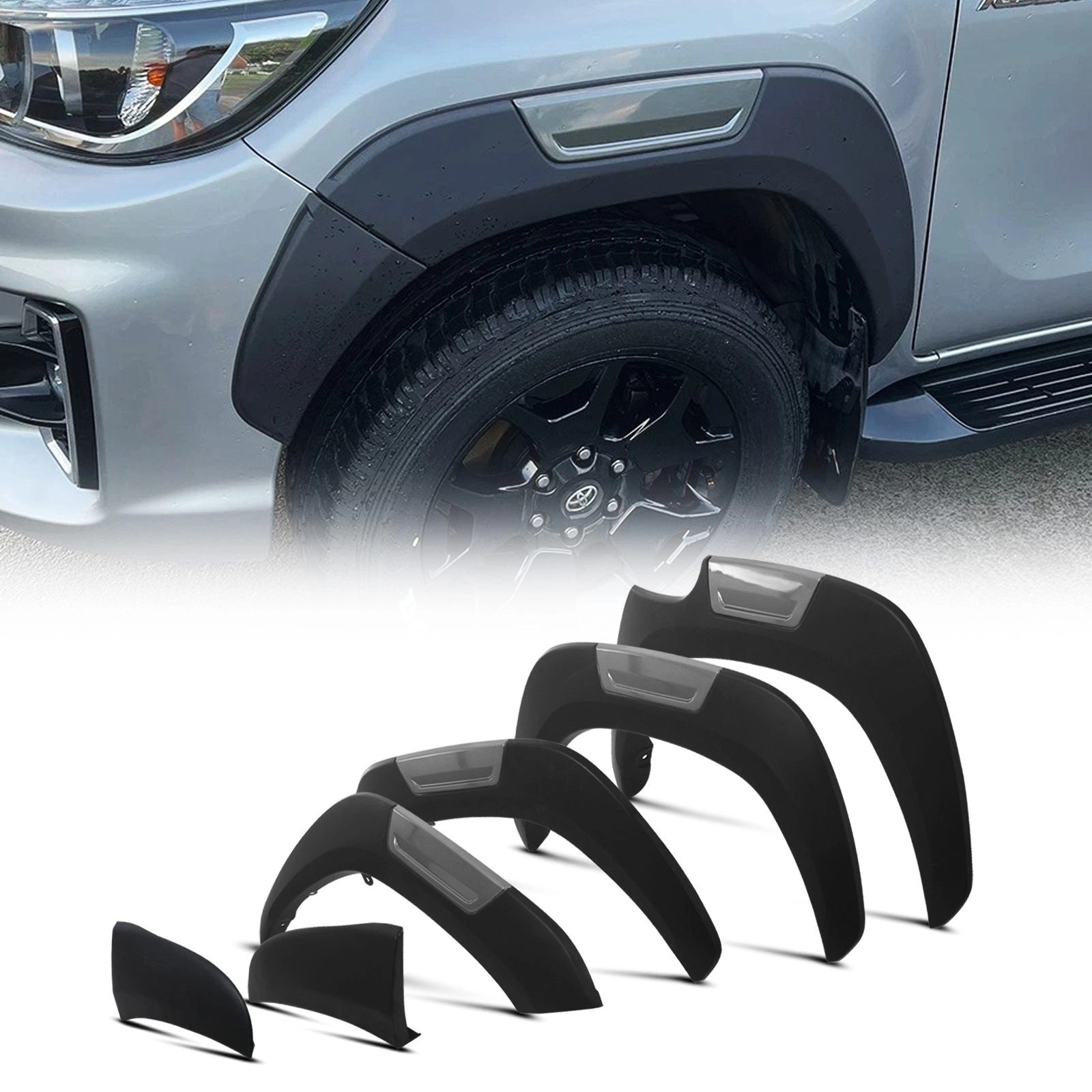 ToyotaHiluxRevo2021-2024BlackGRStyleFenderFlareSet