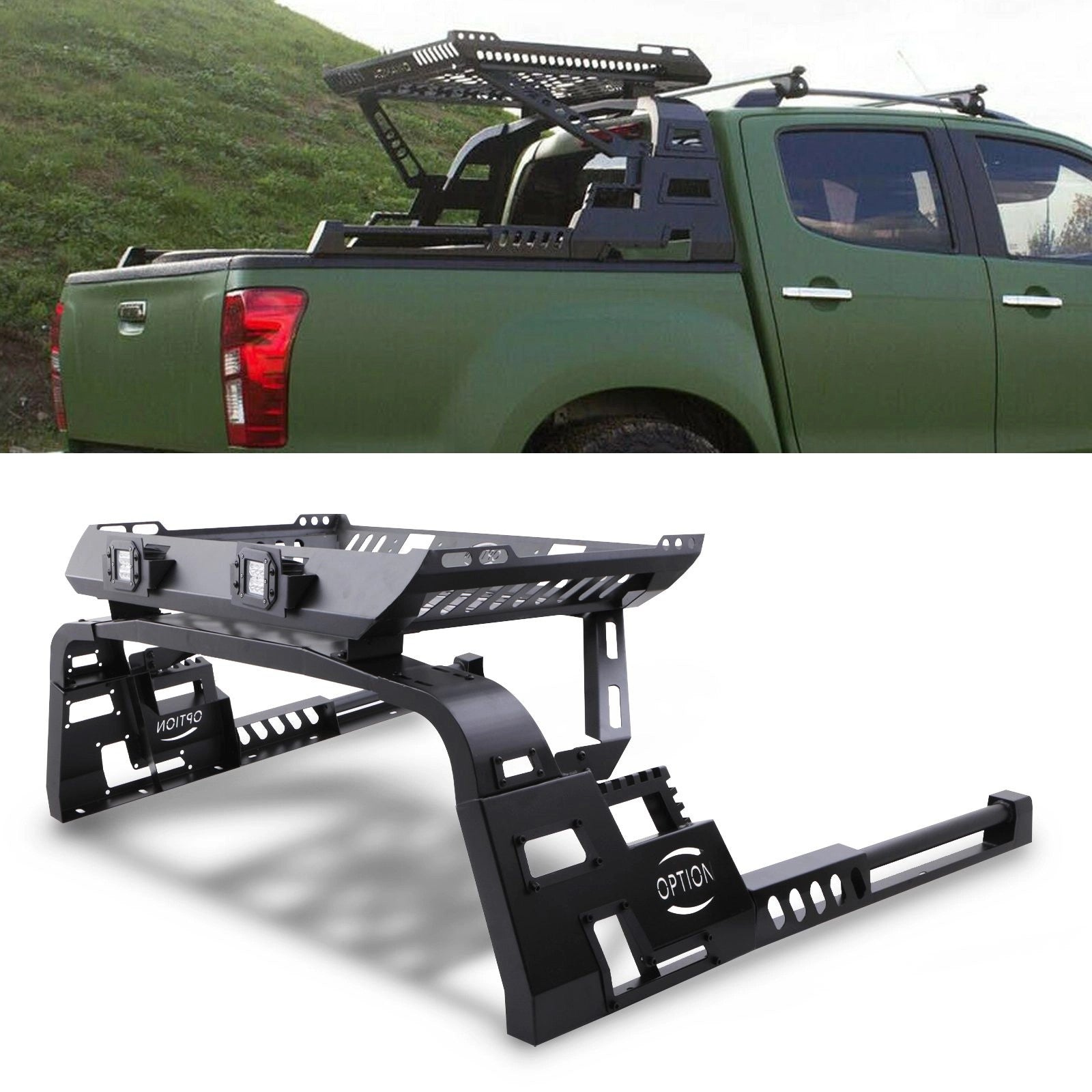 UniversalAdjustablePickupTruckCombatRollBarRoofBasket