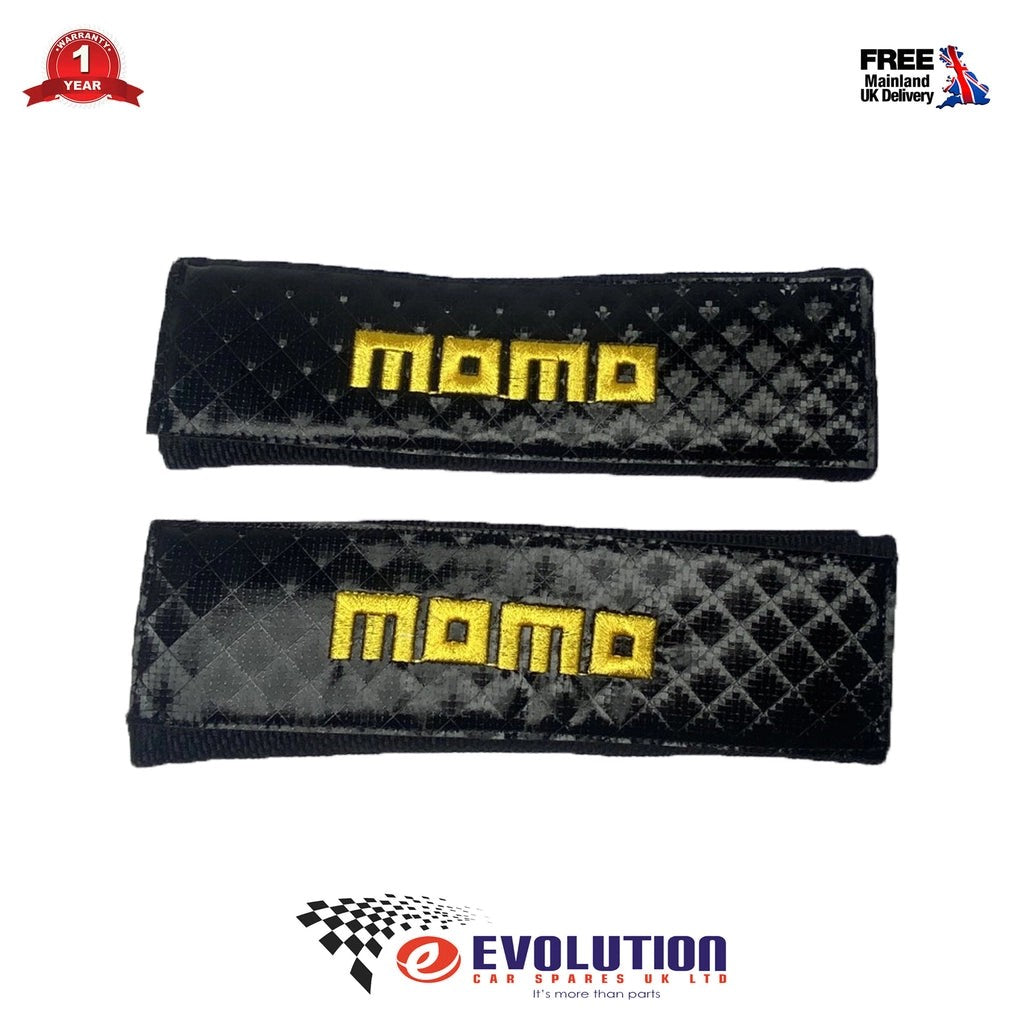 UniversalBlackGlossyCarbonFiberMomoSeatBeltCoverCushionProtector