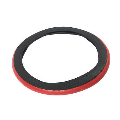 UniversalGripSteeringWheelCoverGloveBlackRedStripedHqLeather