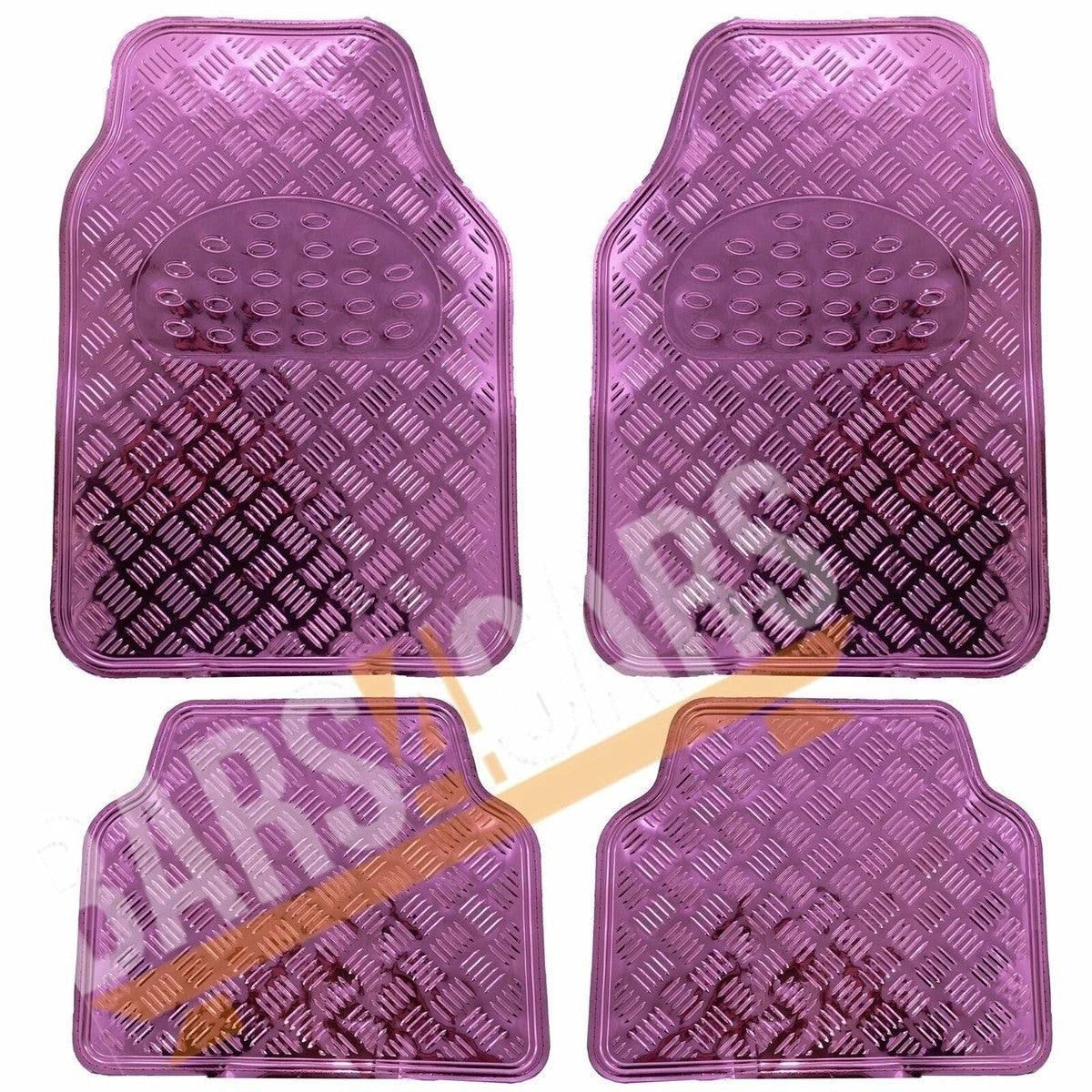 UniversalPinkMetallicStreetwizeCheckerRubberGirlsCarFloorMatsSetSWTP6