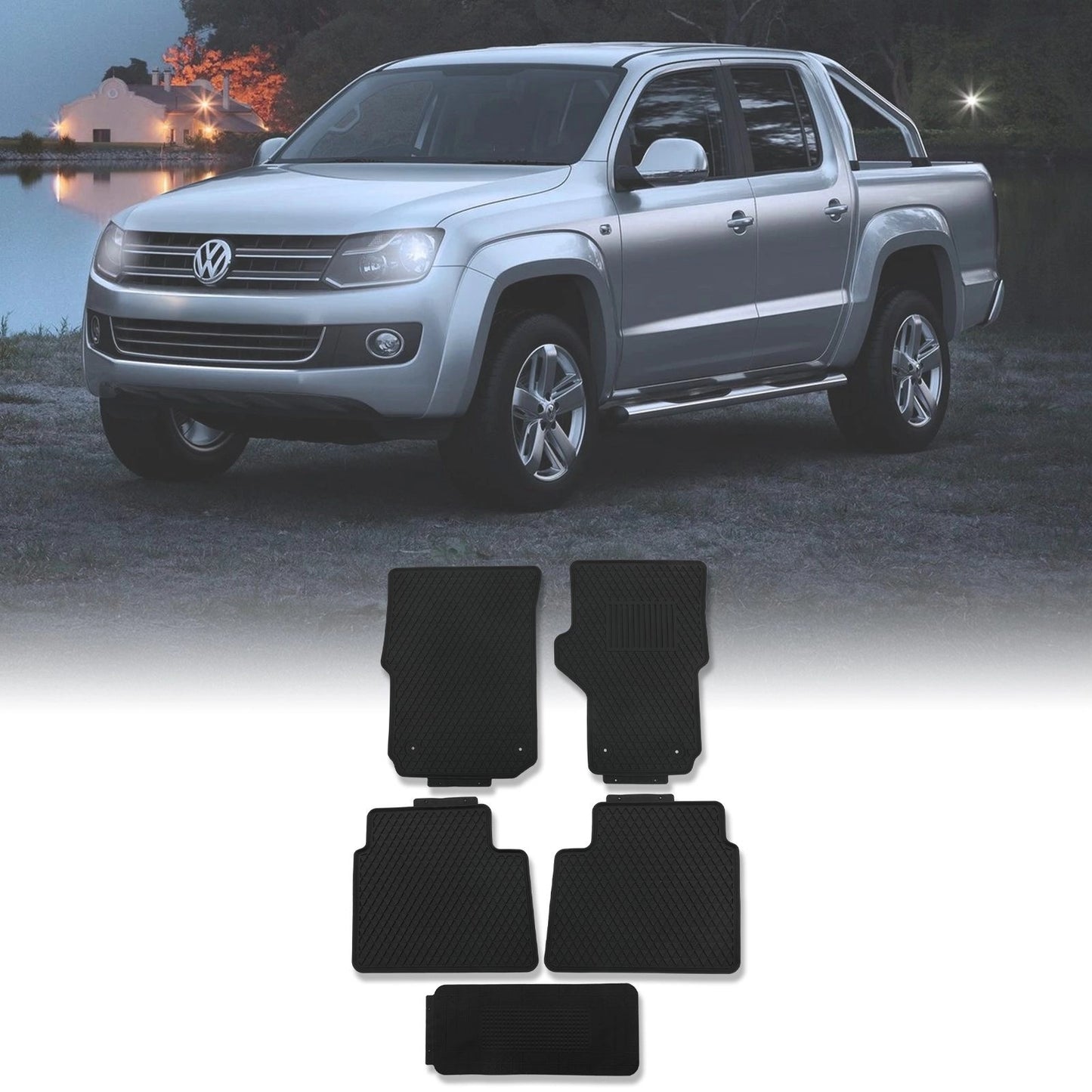VolkswagenAmarokMK110-20BlackRubberFloorMats