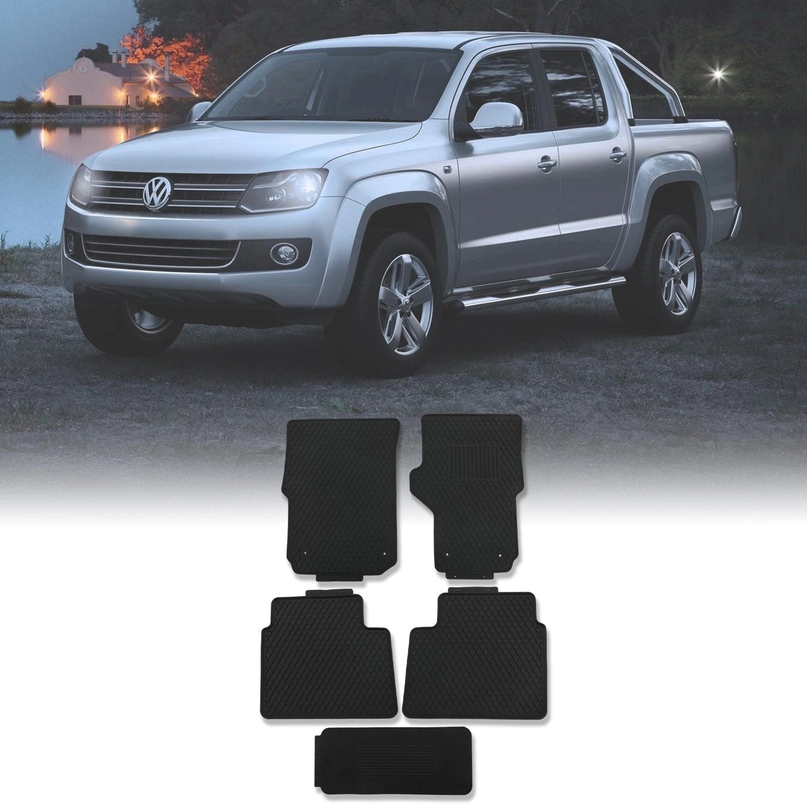 VolkswagenAmarokMK110-20BlackRubberFloorMats