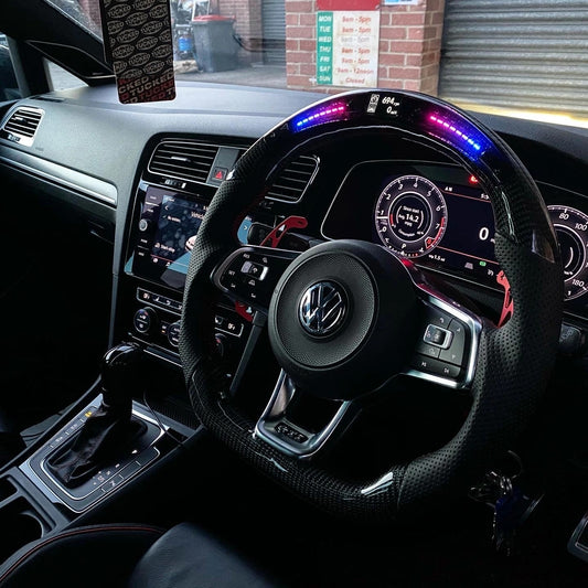 VolkswagenGolfMK7/MK7.5GTI/RLEDDisplayCarbonFibreSteeringWheel(LEDCUSTOM/2013-2020Models)