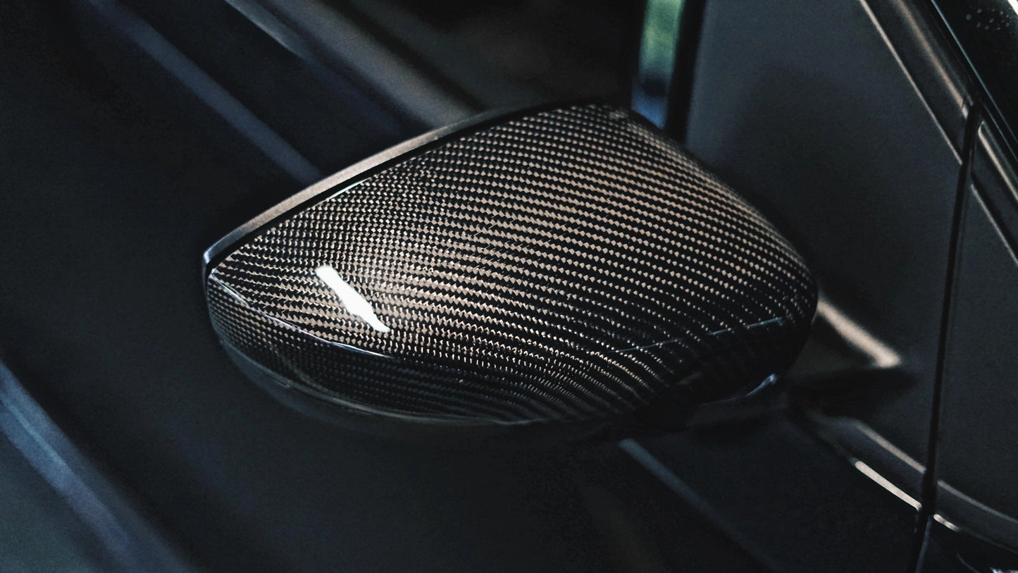 VolkswagenVWPoloGenuineCarbonFibreReplacementWingMirrorCoversMK56C/6R(2009-2017Models)