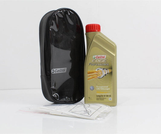 VWAudiSkodaSEATCastrolEdge1L5W30oilwithbaggloves&funnel