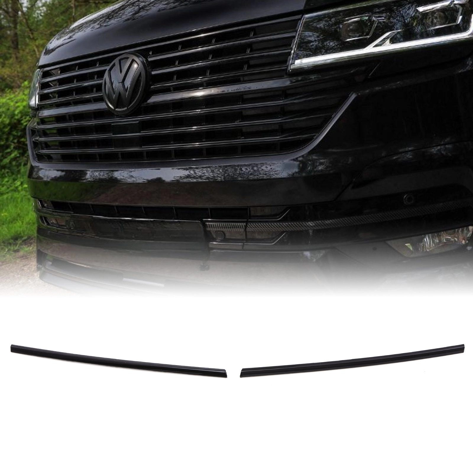 VWTransporterT6.119-24GlossBlack2PieceShortGrilleTrims