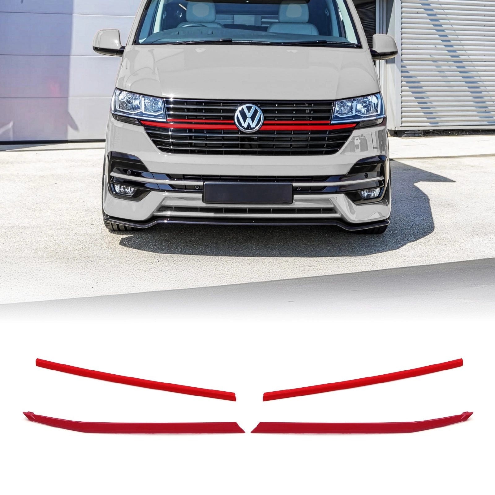 VWTransporterT6.119-24Red4PieceUpperGrilleTrims