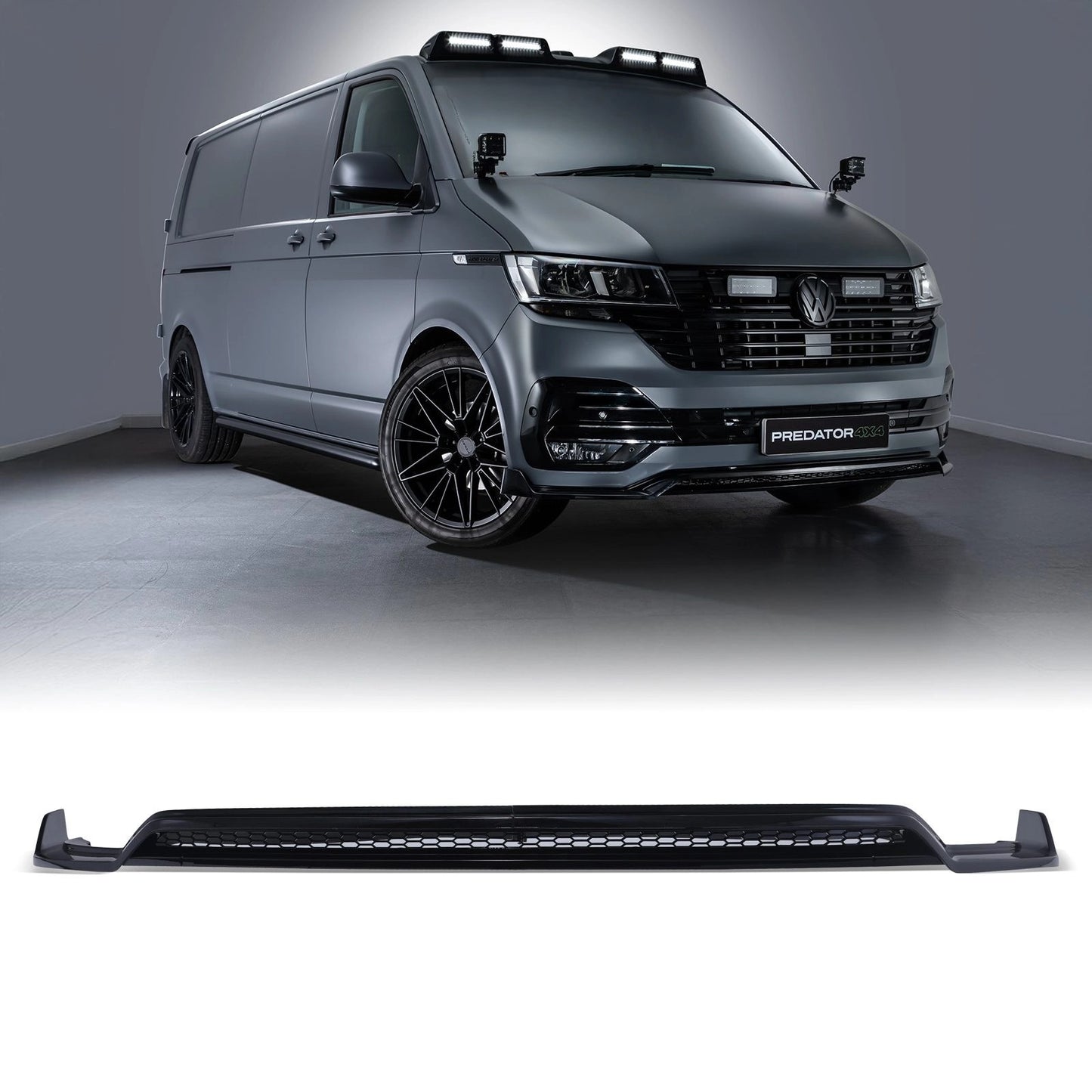 VWTransporterT6.12019+GlossBlackFrontLipSplitter