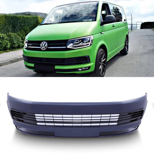 VWTransporterT616-19PrimedFrontBumperSportlineStylewithGlossBlackGrilleTrim