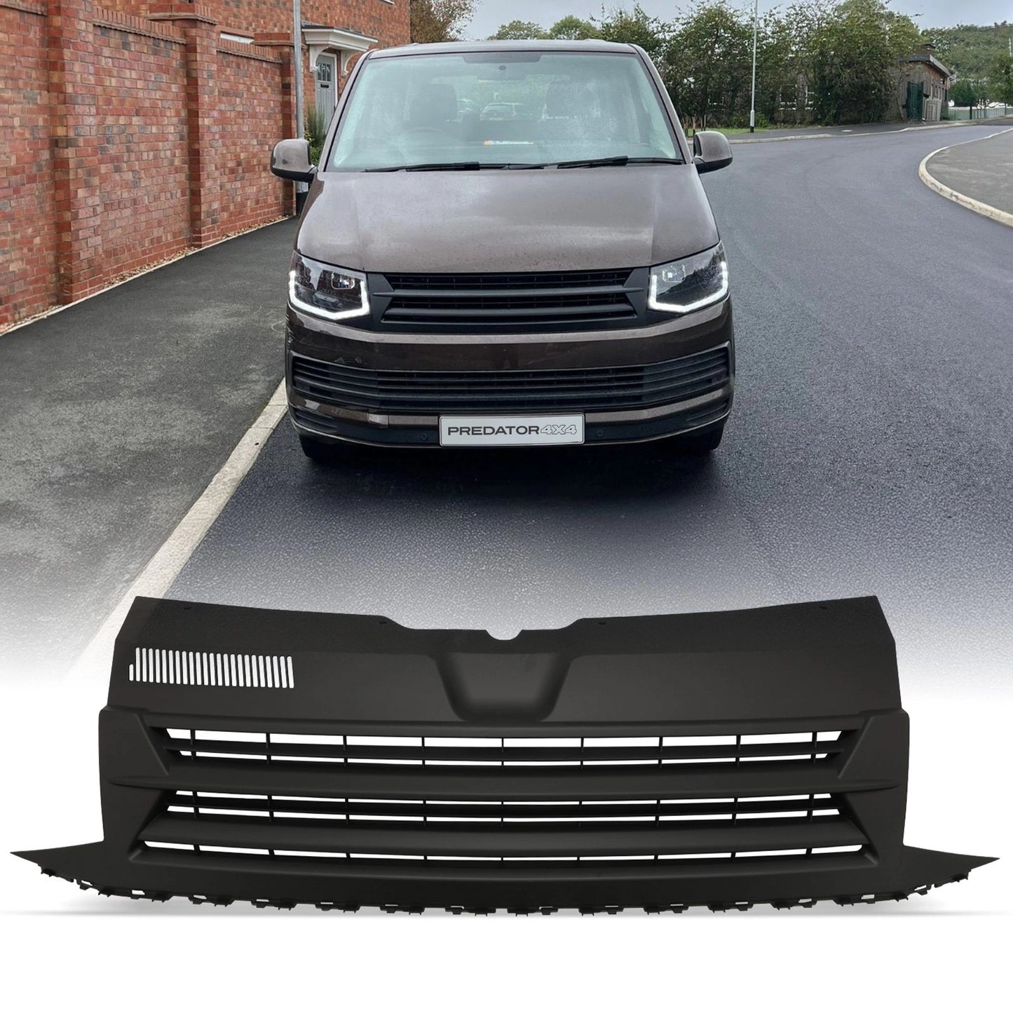VWTransporterT62016+MatteBlackBadgelessGrille