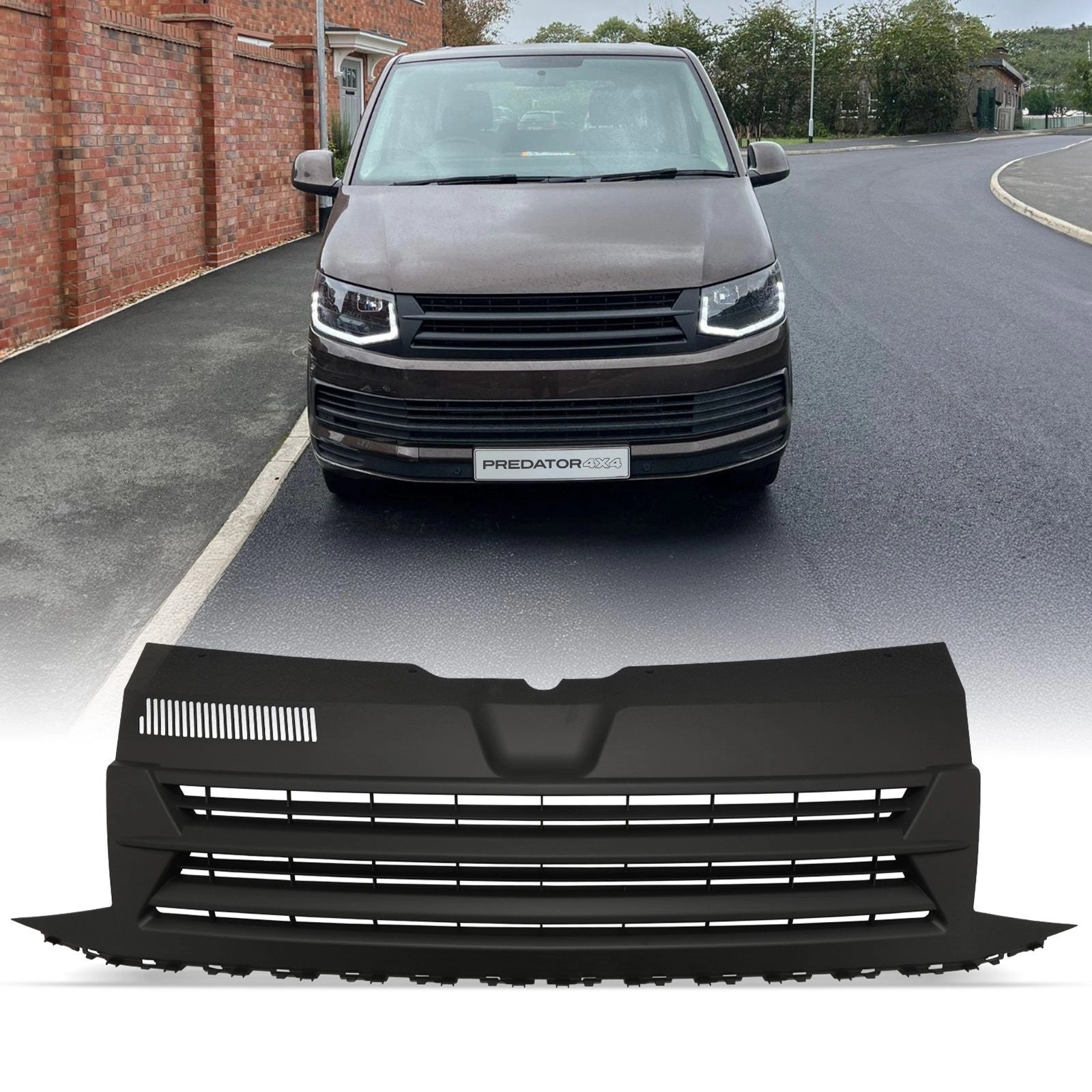 VWTransporterT62016+MatteBlackBadgelessGrille