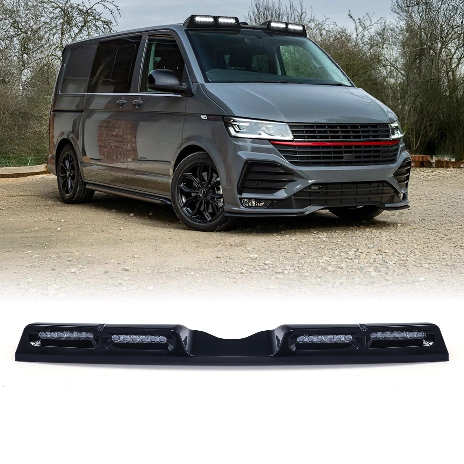 VWTransporterT6T6.12016-2024GlossBlackQuadRoofMountedLEDLight